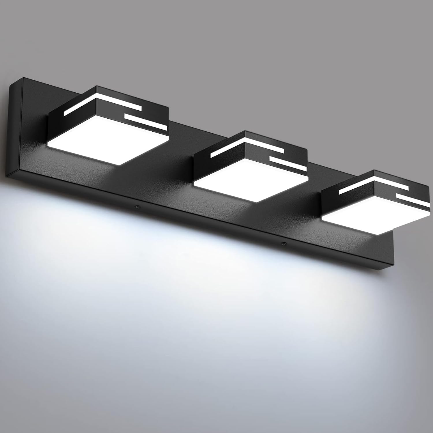 Detalle de LKHF 9553 3-Light LED Vanity Light, 56 cm Matte Black, 6000K, Dimmable