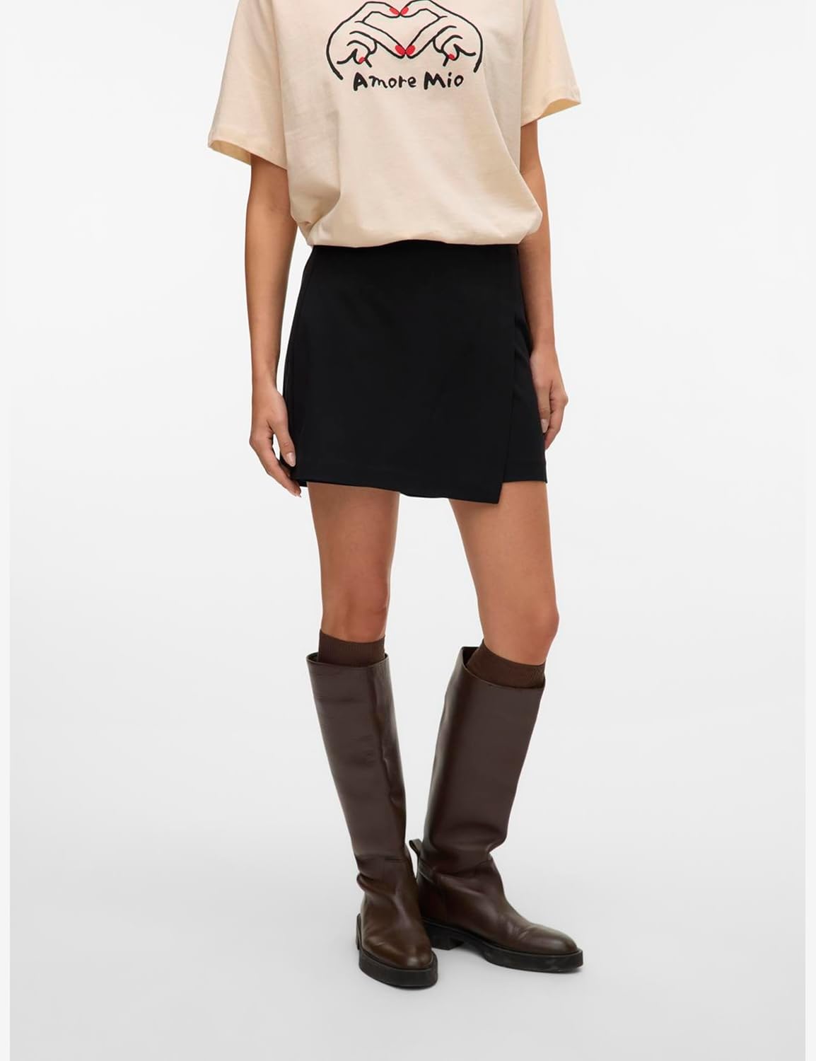 Detalle de VERO MODA Damen Vmmelina Hw Short Skort Noos (1er Pack) – bequemes Skort-Design mit verstecktem Reißverschluss