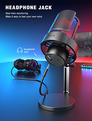 Detalle de FIFINE USB Gaming Micrófono para streaming con RGB