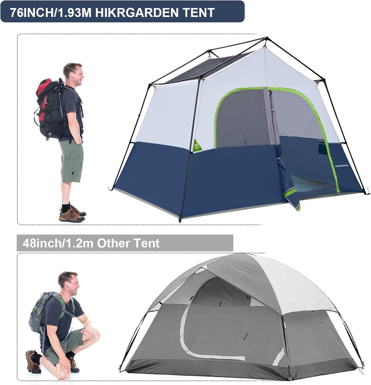 Detalle de HIKERGARDEN Campingzelt für 5–8 Personen – Robustem Familien-Kabinenzelt für Outdoor-Cans