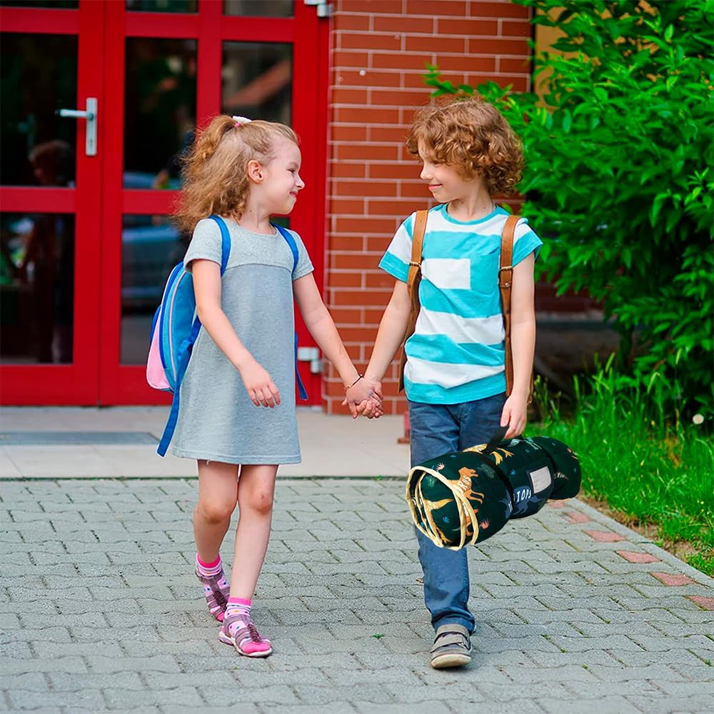 Thumbnail 5 de Primlect Thickened Toddler Nap Mat with Removable Pillow and Minky Blanket (55''x35''), Washable Roll-Up Sleeping Bag for Daycare