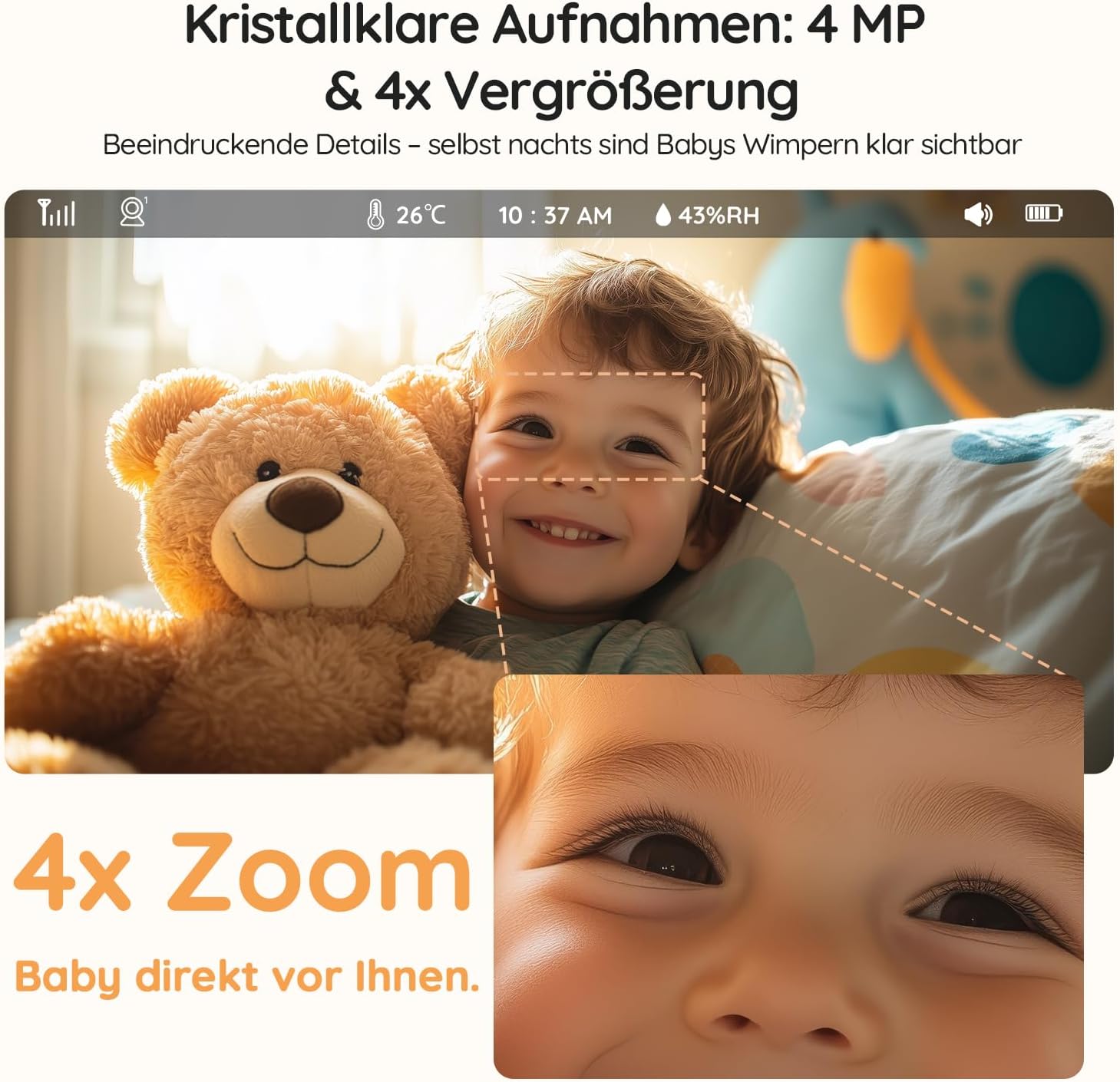 Thumbnail 5 de BOIFUN 5.5" Babyphone mit Kamera WLAN – 4MP Video, KI‑Bauchlage-Erkennung, Nachtlicht und Auto-Tracking