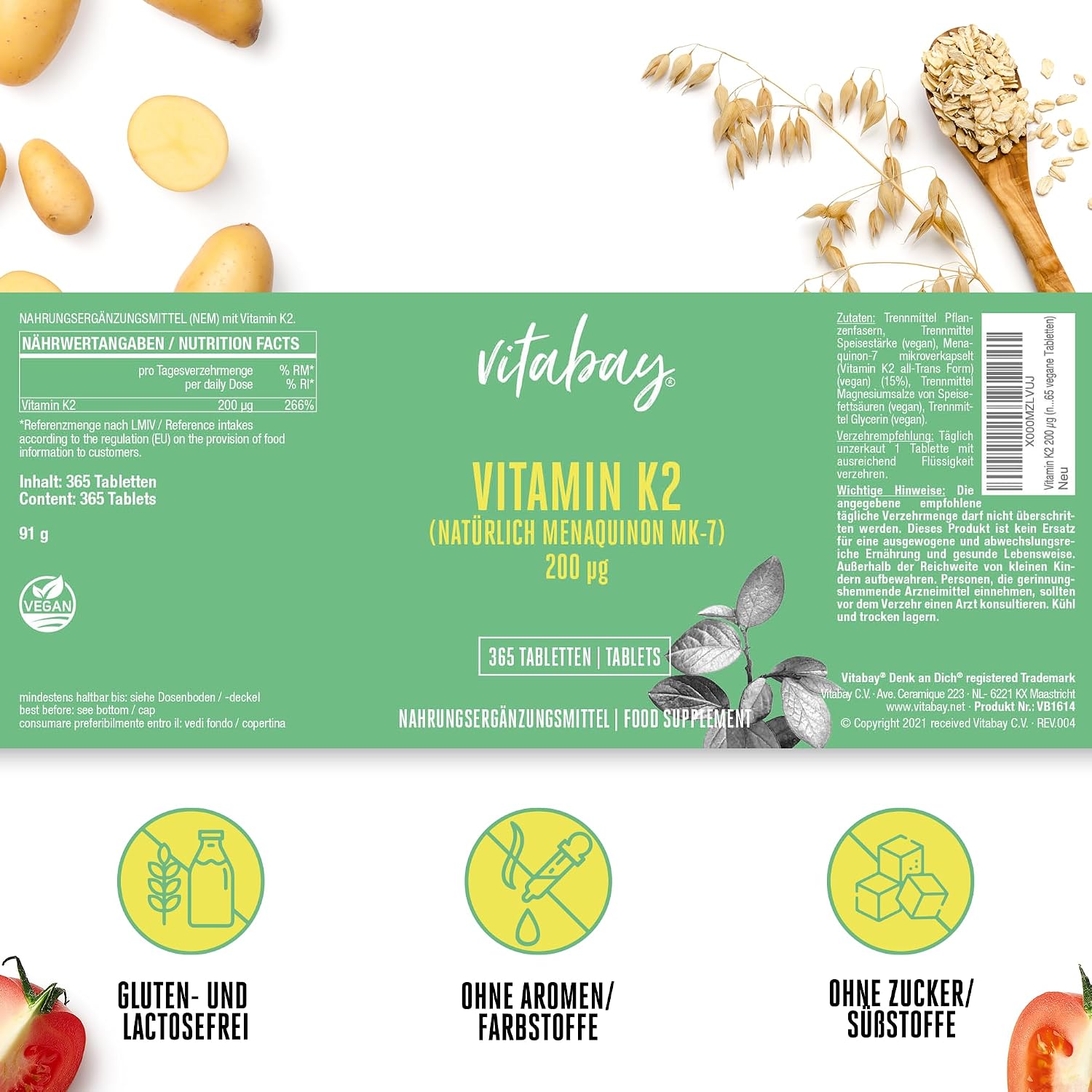 Thumbnail 6 de Vitabay Vitamin K2 200 µg 365 Tabletten 💊