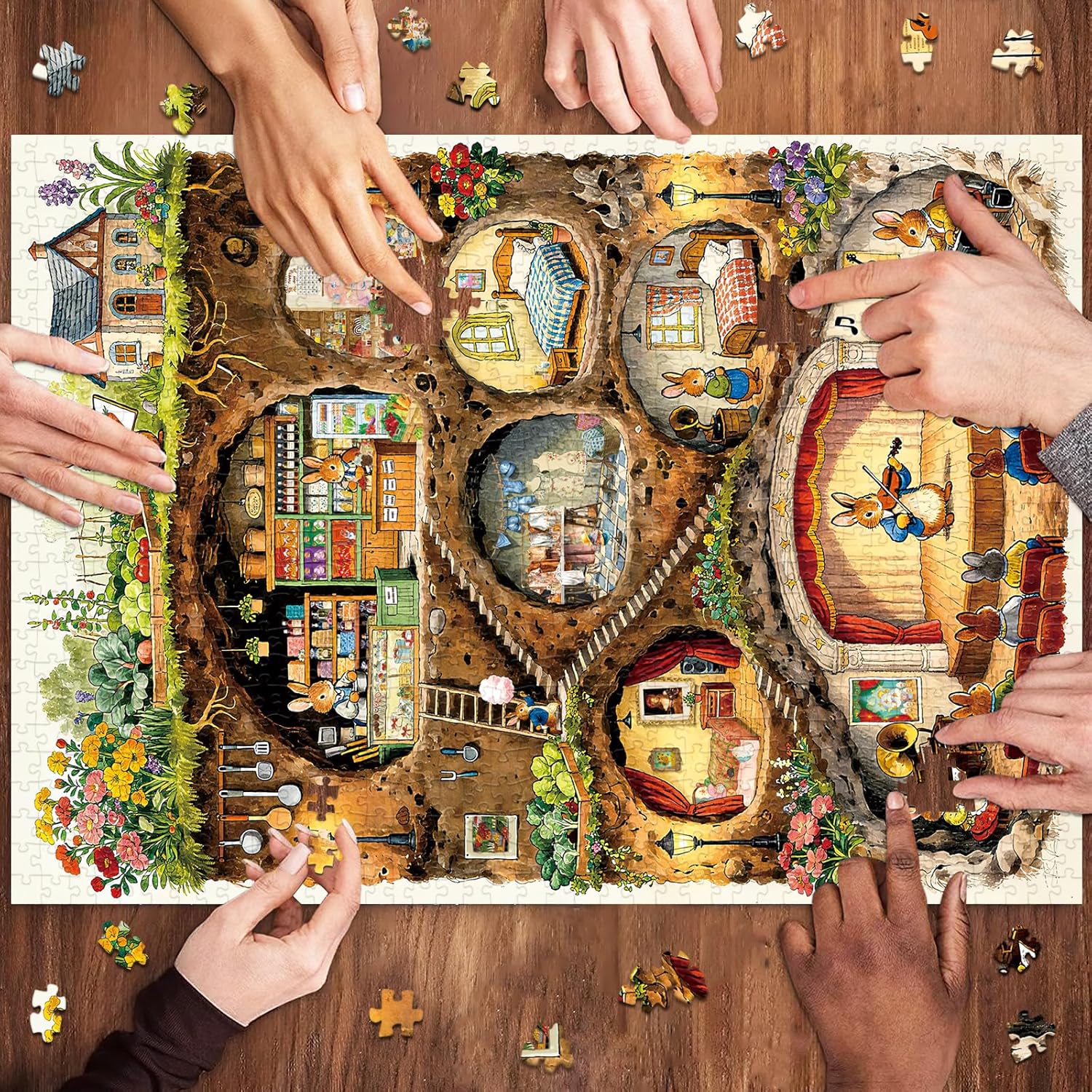 Thumbnail 3 de HUADADA 1000-Piece Jigsaw Puzzle: Bunny Burrow Town — Stress Relief & Relaxation for Adults