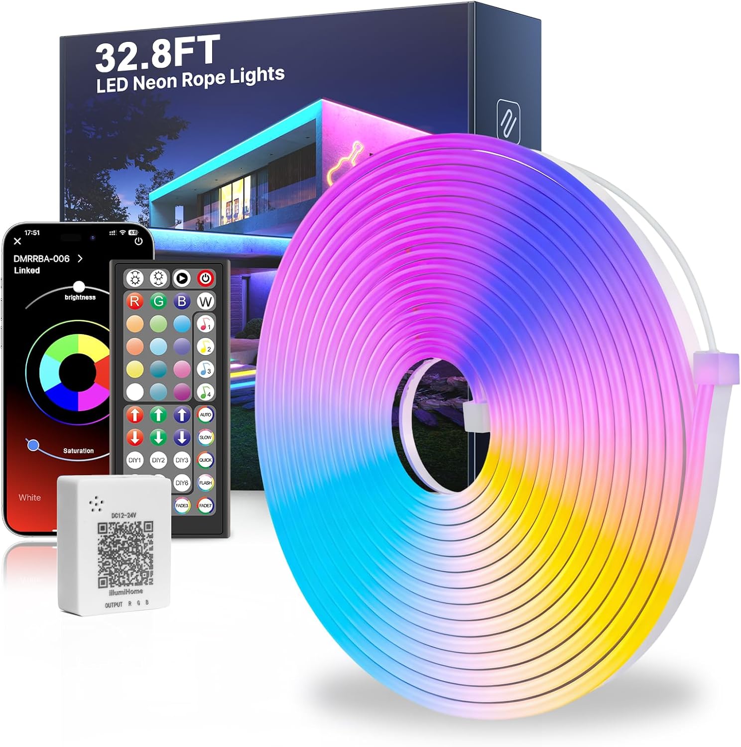 Detalle de Mexllex LED Neon Rope Lights 10M — Flexible RGB Neon Strip with App & Remote
