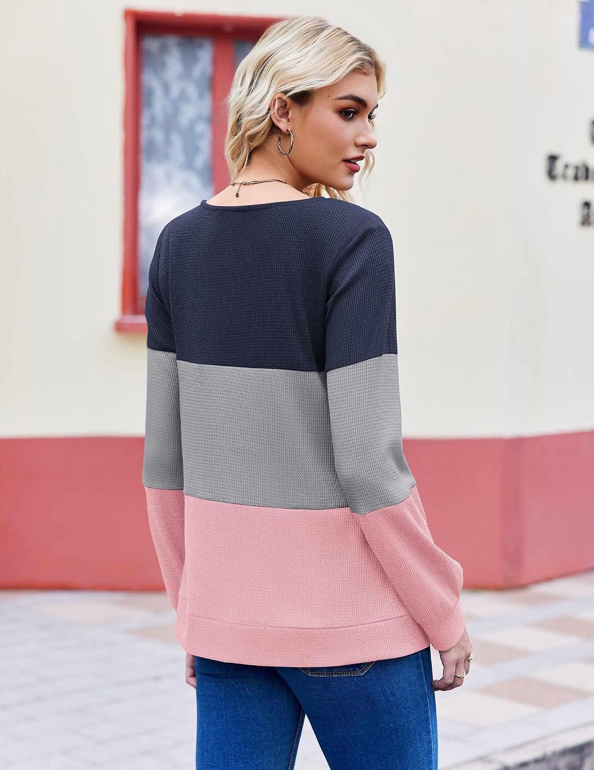 Thumbnail 6 de Zeagoo Waffle Knit V-Neck Tunic Top 🔖