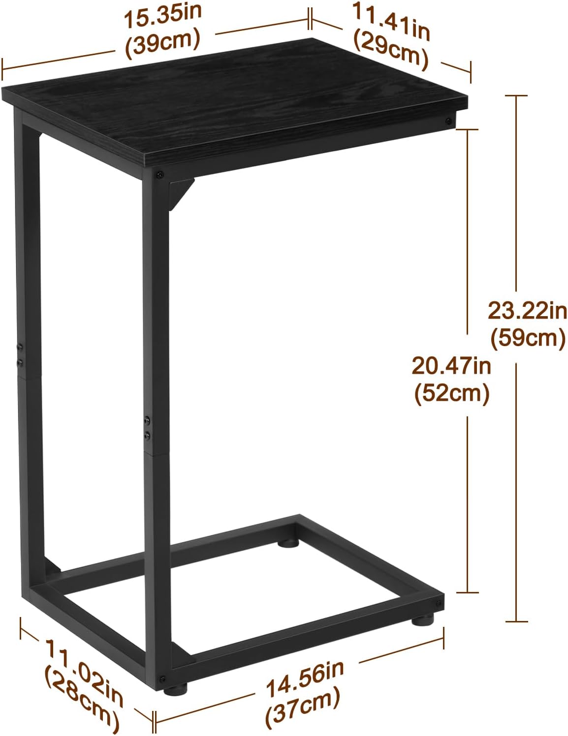 Detalle de AMHANCIBLE EHET02CBK C-Shaped Side Tables, Set of 2, Black Metal Frame