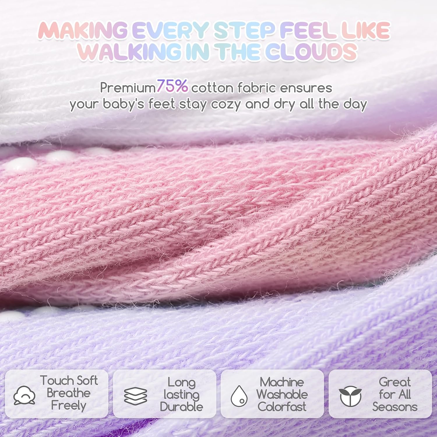 Thumbnail 4 de Aroveea Ar-sock1 Toddler Grip Socks, 12-Pack Cotton-Rich Ankle Socks