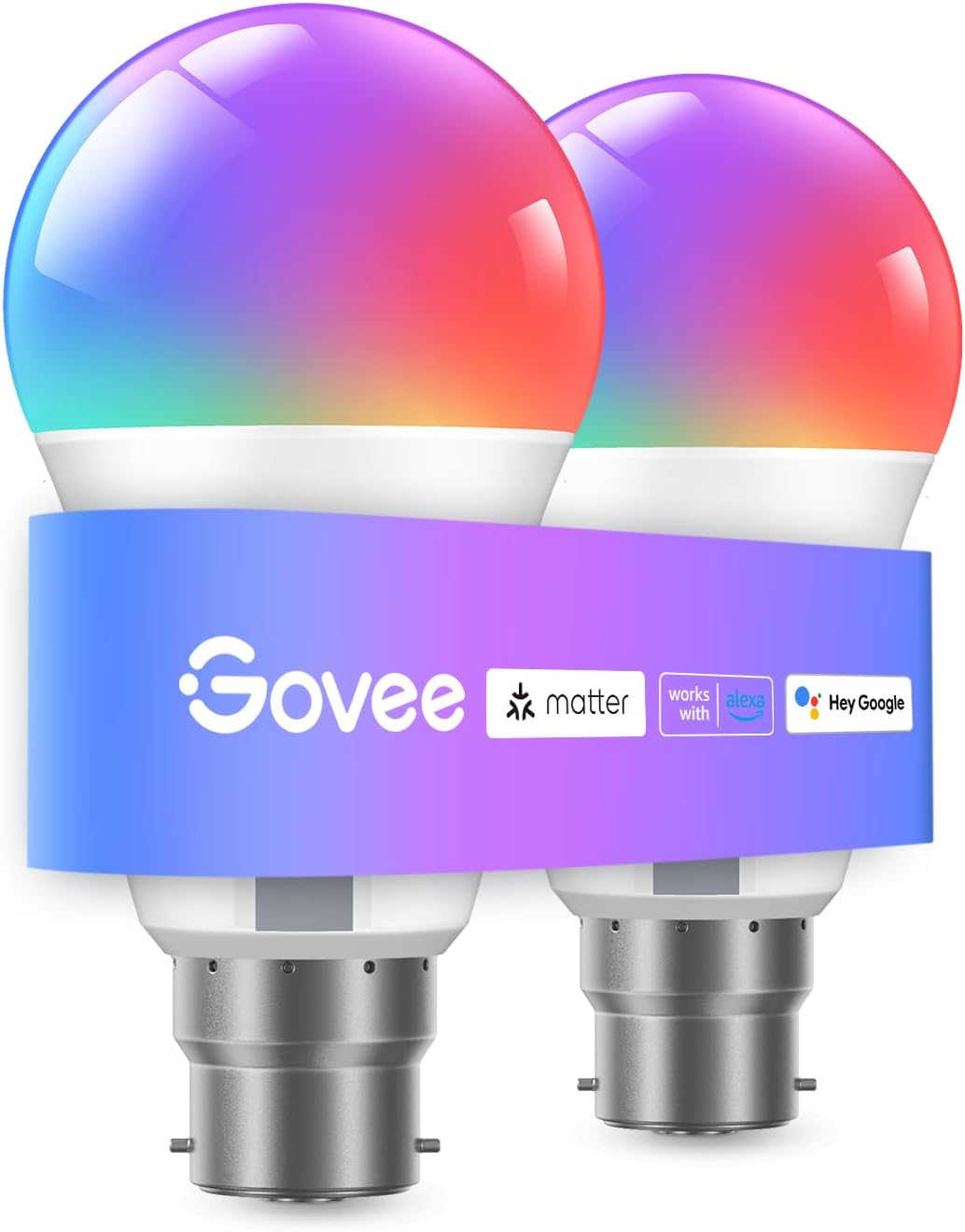 Detalle de Govee RGBWW Smart Bulb B22 (2-Pack) – Matter, Alexa & Google Assistant compatible 9W 800LM