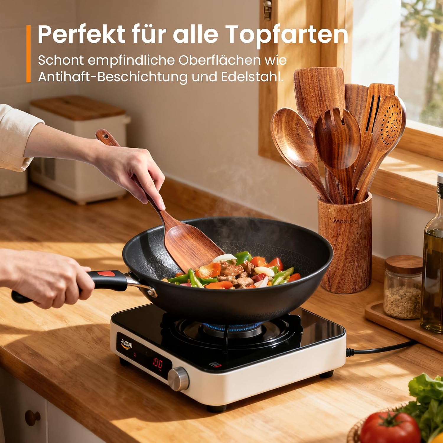 Detalle 2 de Mooues Kochlöffel Holz Set 9-teilig