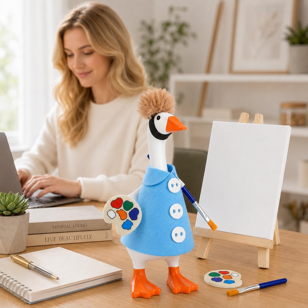 Thumbnail 6 de SECVOY 7-Inch Desk Goose Artist Outfit with Blue Smock and Mini Easel