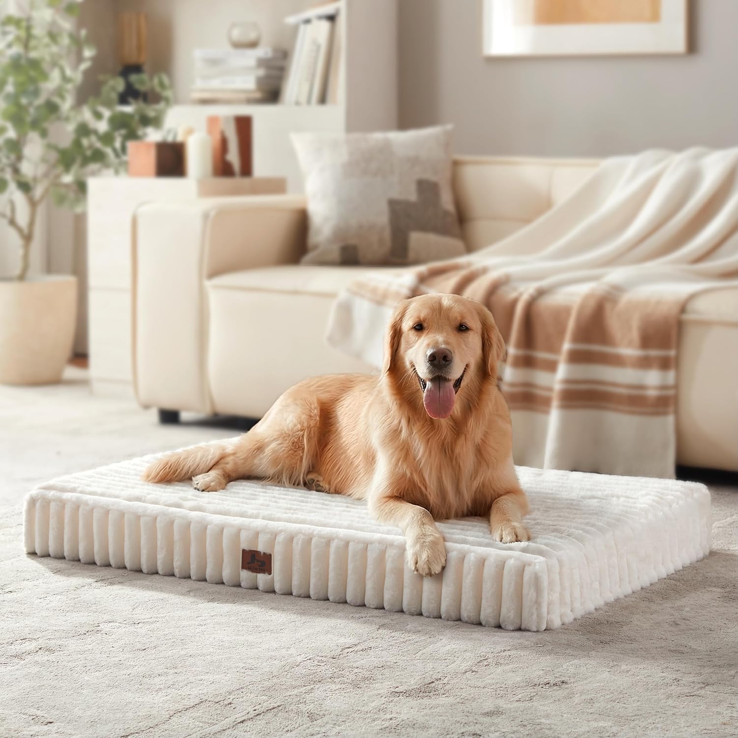Detalle de Warmrest WR-PET12 Orthopedic Dog Bed, 36 x 27 x 3-Inch Egg-Crate Foam, Cream