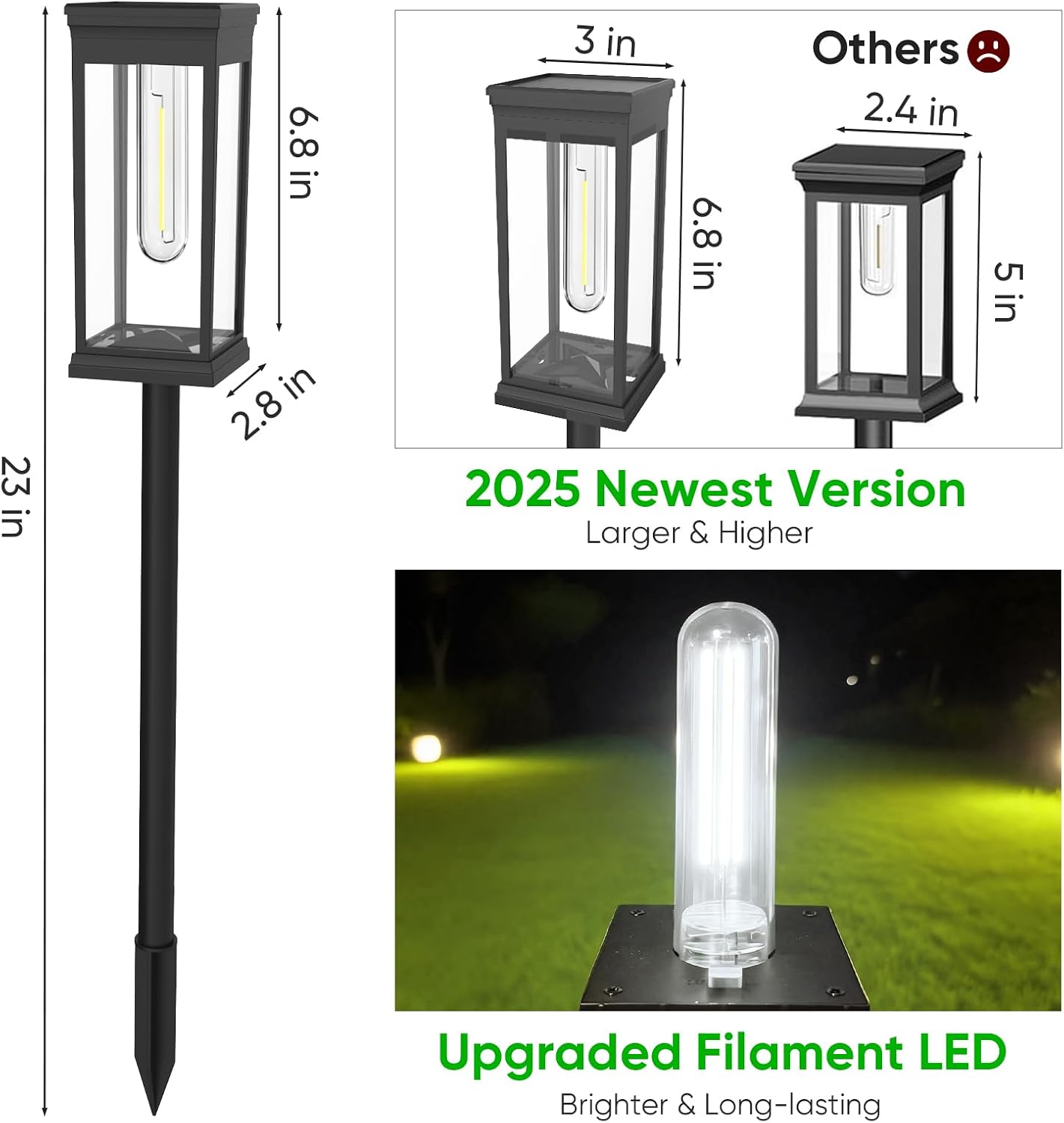 Thumbnail 5 de Yorezcop PW-04 Solar Pathway Lights, 8-Pack, Waterproof, 3 Height Options