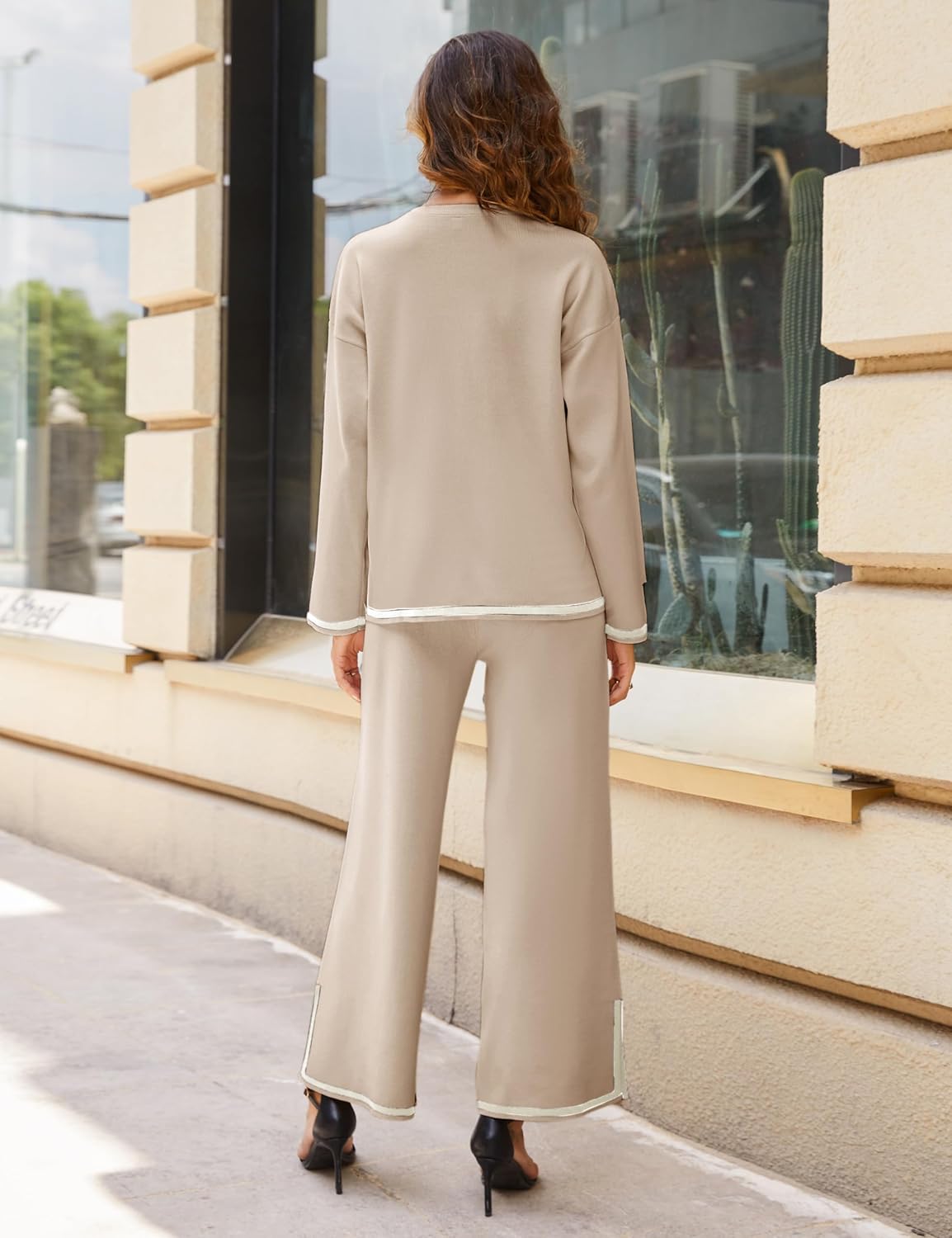 Thumbnail 6 de Tanming W101112C Women's Knit Lounge Set with Long-Sleeve Top and Wide-Leg Pants