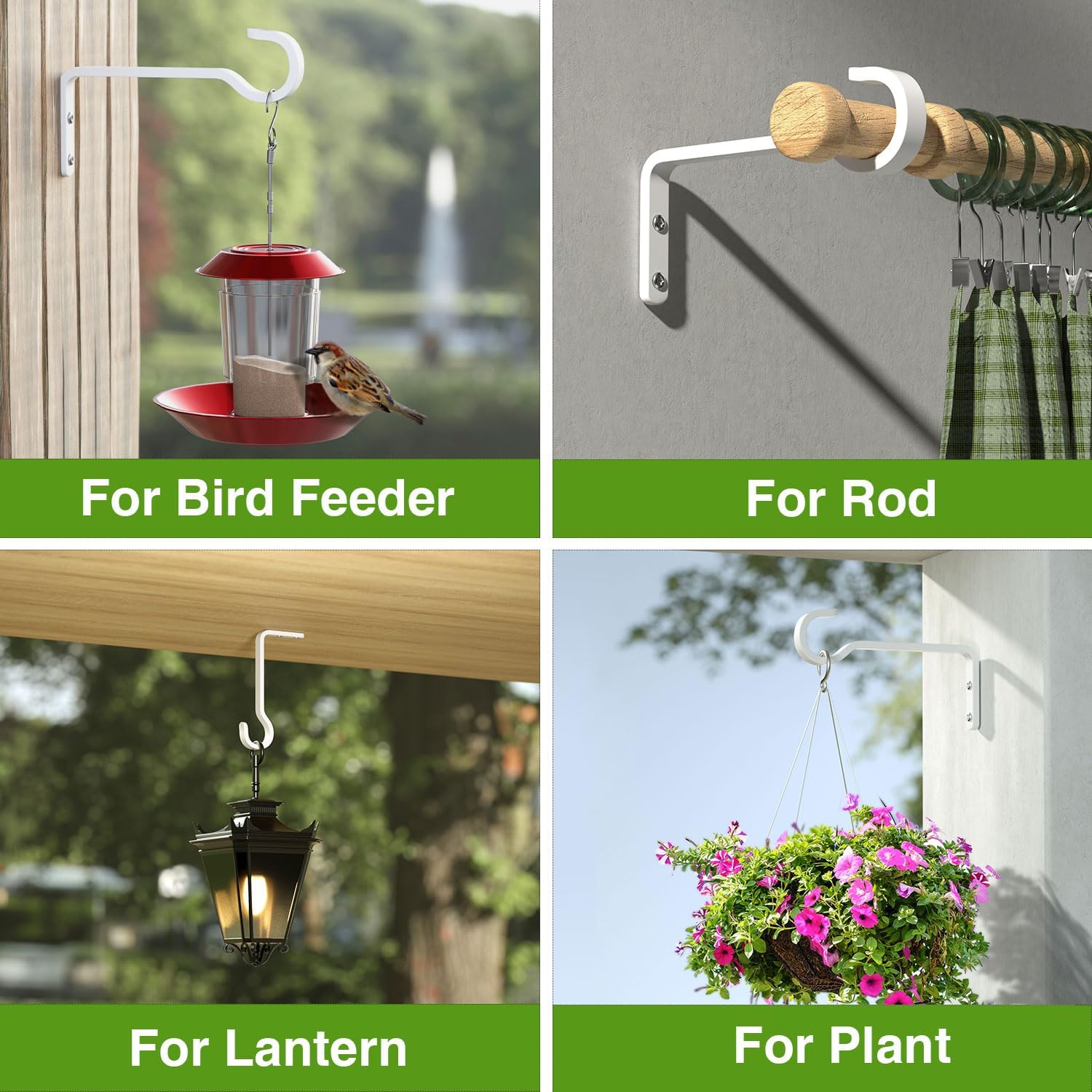 Detalle 2 de saffruff black hooks for hanging plants Wall Hooks, 6-Inch Iron, 2-Pack