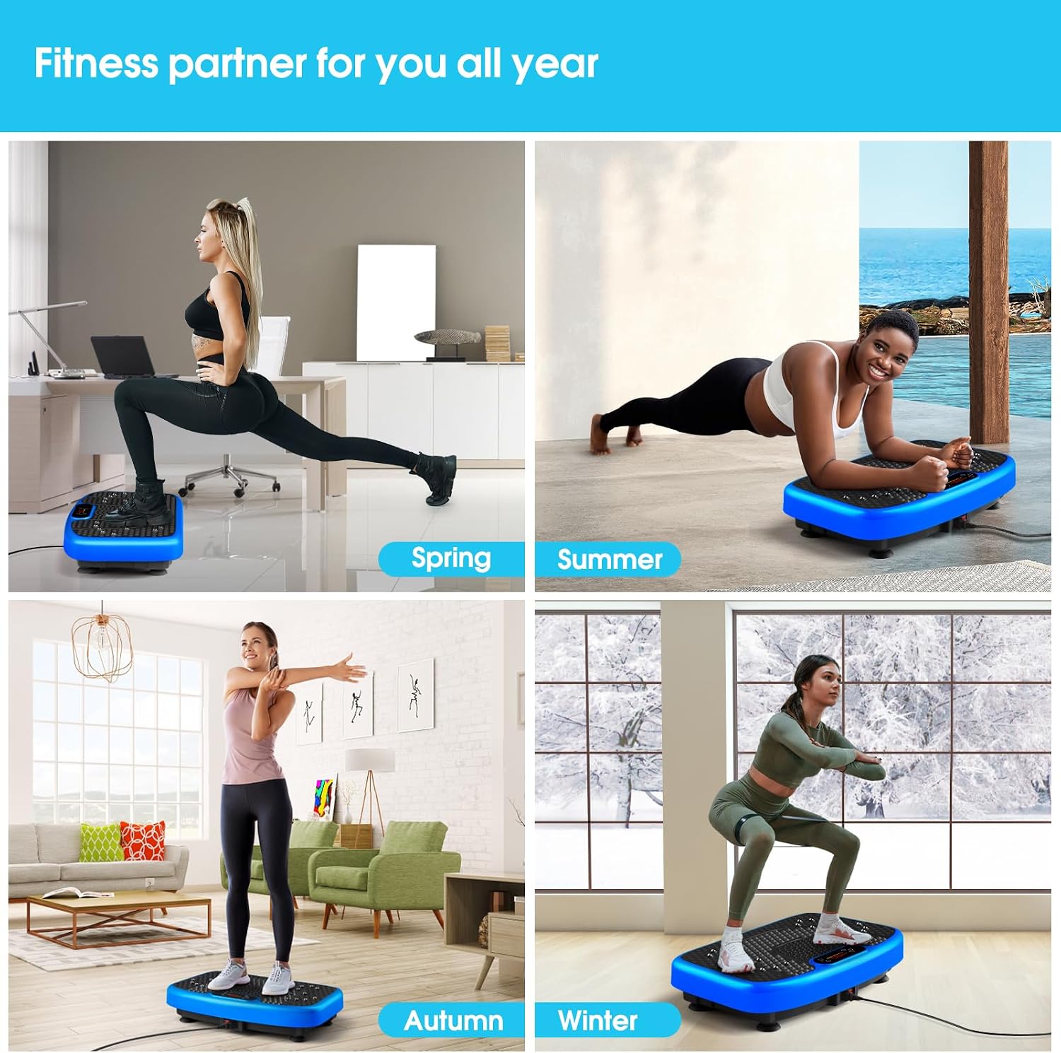 Detalle 1 de SoftGym Vibration Plate Exercise Machine, 120 Speeds, LED Display and Bands