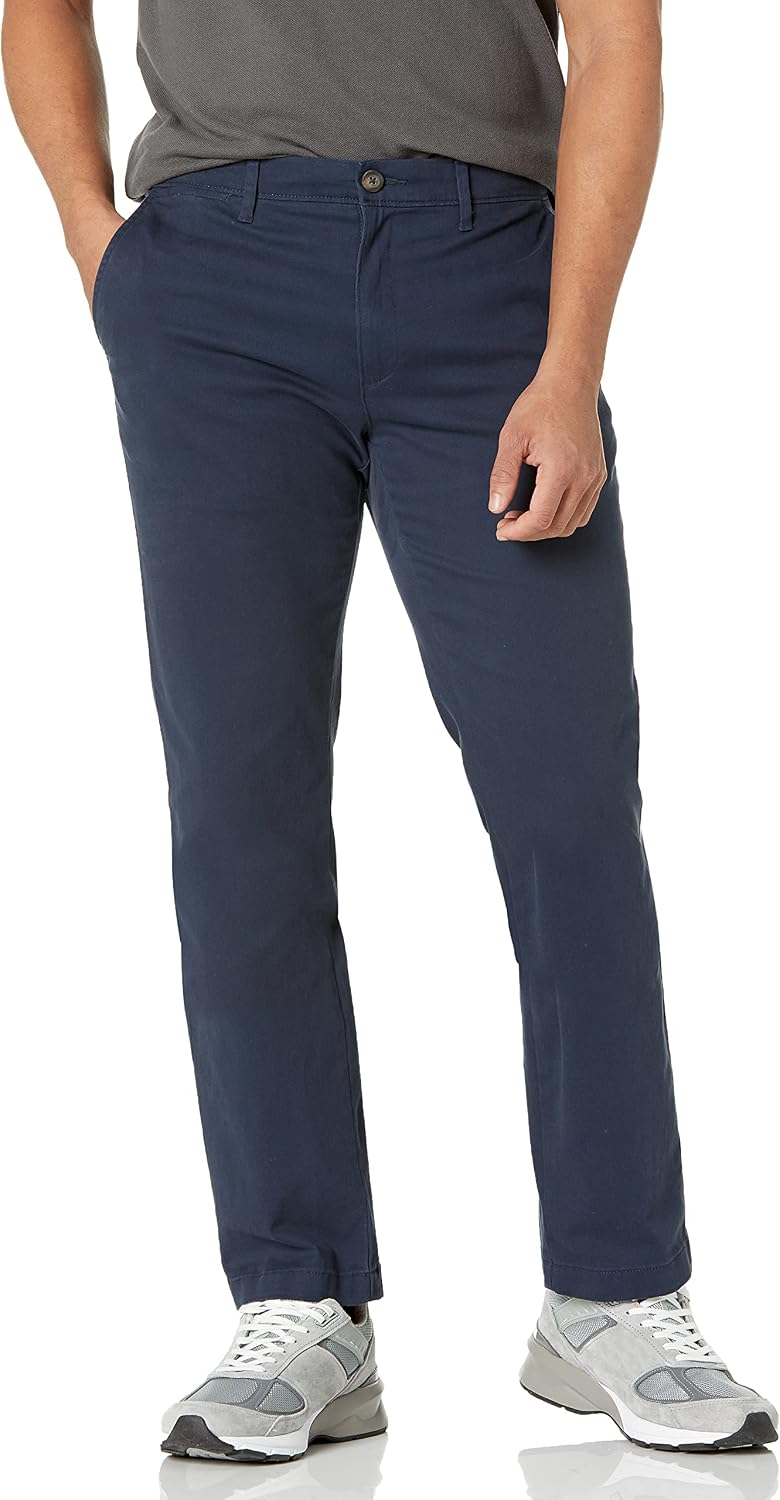 Detalle de Amazon Essentials Pantalones Chinos Informales con Elásticos, Corte Entallado para Hombre – Azul Marino Oscuro, 34W/31L