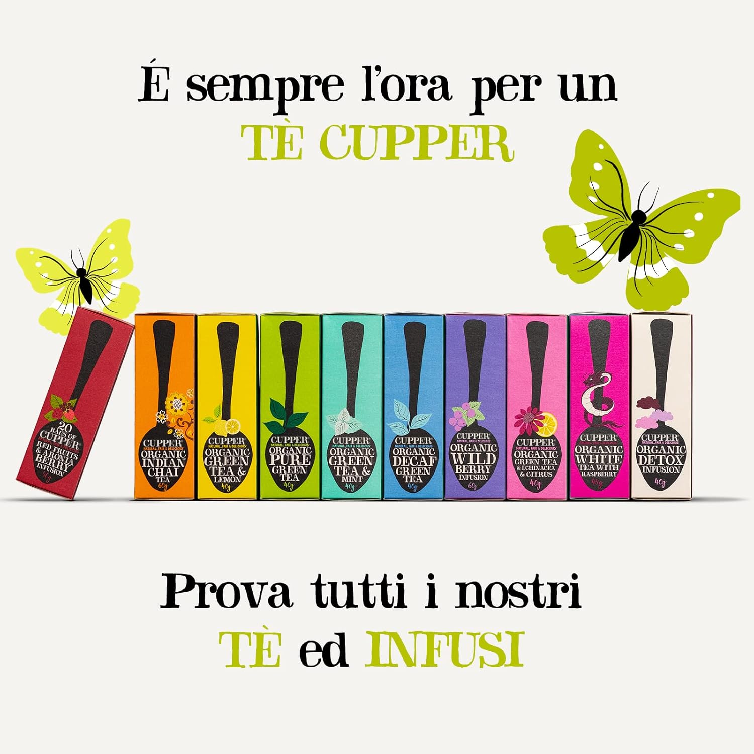 Detalle de CUPPER Tè Bianco Biologico e Fairtrade – Classico e Delicato, 80 bustine (4 Confezioni da 20)