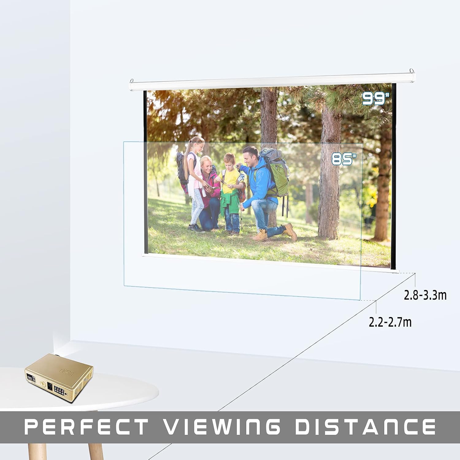 Thumbnail 3 de CCLIFE Beamer Leinwand inkl. Montagematerial – Rollenvorführung in 85/99/114 Zoll