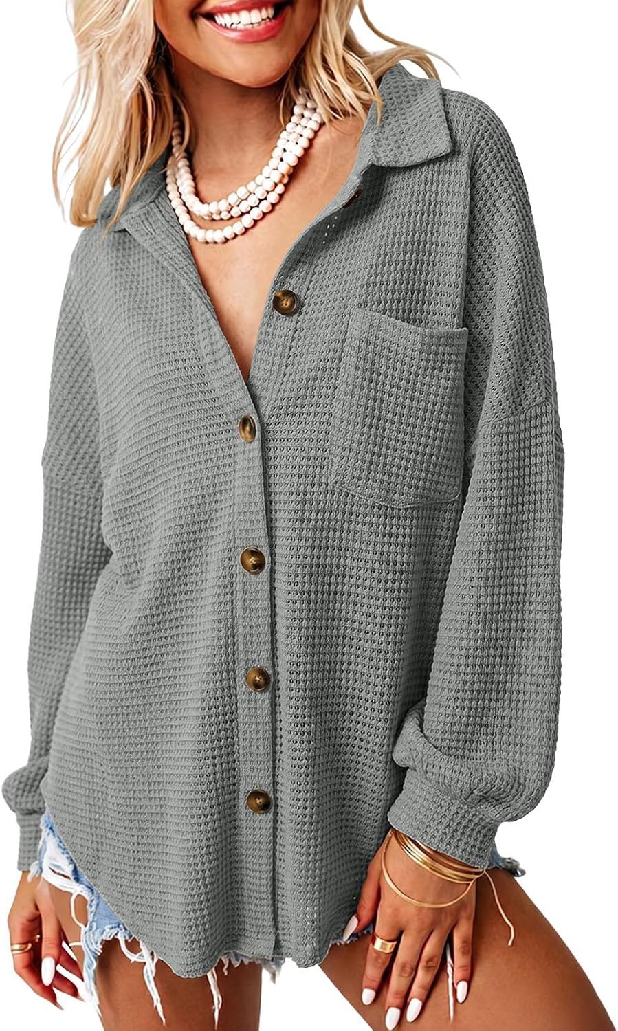 Thumbnail 4 de Dokotoo waffle knit shacket jacket
