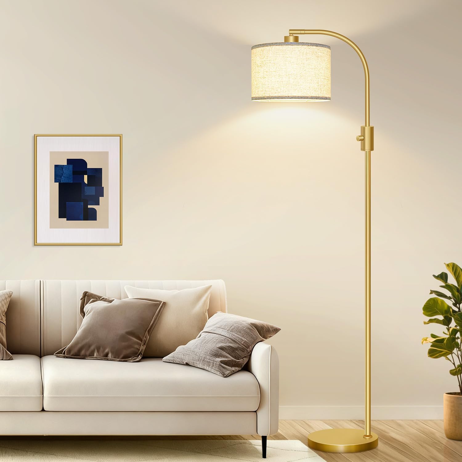 Thumbnail 6 de Nintiue F1599 Arc Floor Lamp, 65-Inch, Dimmable with Linen Shade