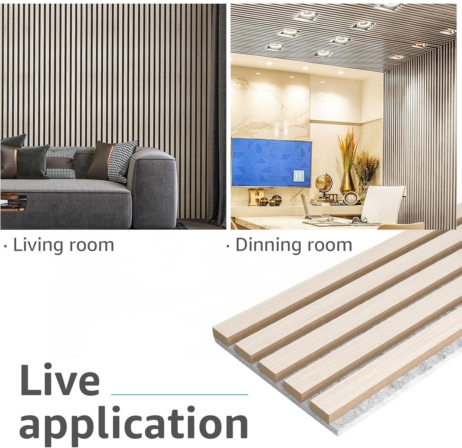 Detalle 2 de Art3d A31002 Wood Slat Wall Panels, White Elm, 94.5 x 7.9 Inch, 4-Pack