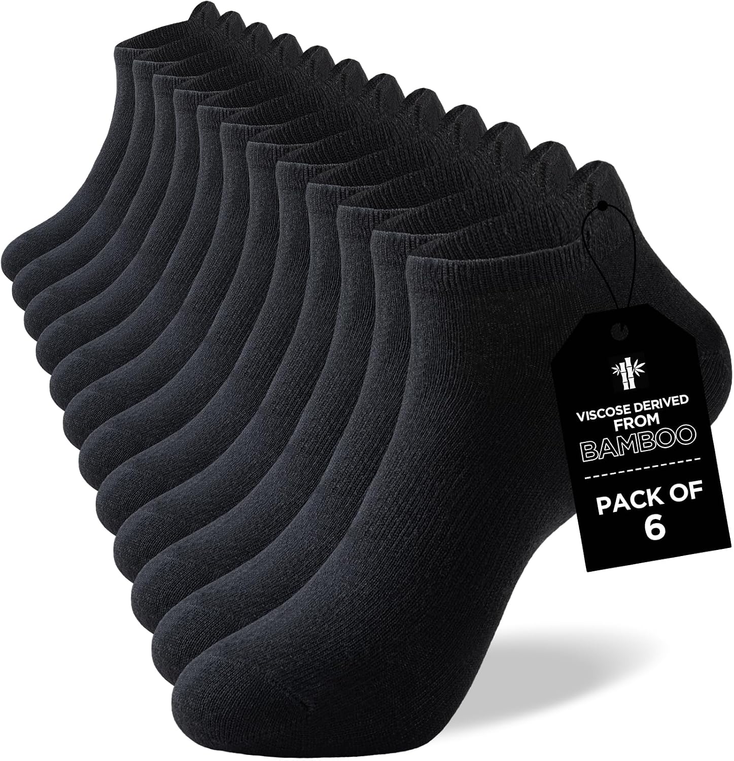 Detalle 1 de Niorasen Chaussettes sneaker en bambou (lot de 6) pour hommes et femmes, respirantes anti-odeur, tailles 37-42 et 43-46