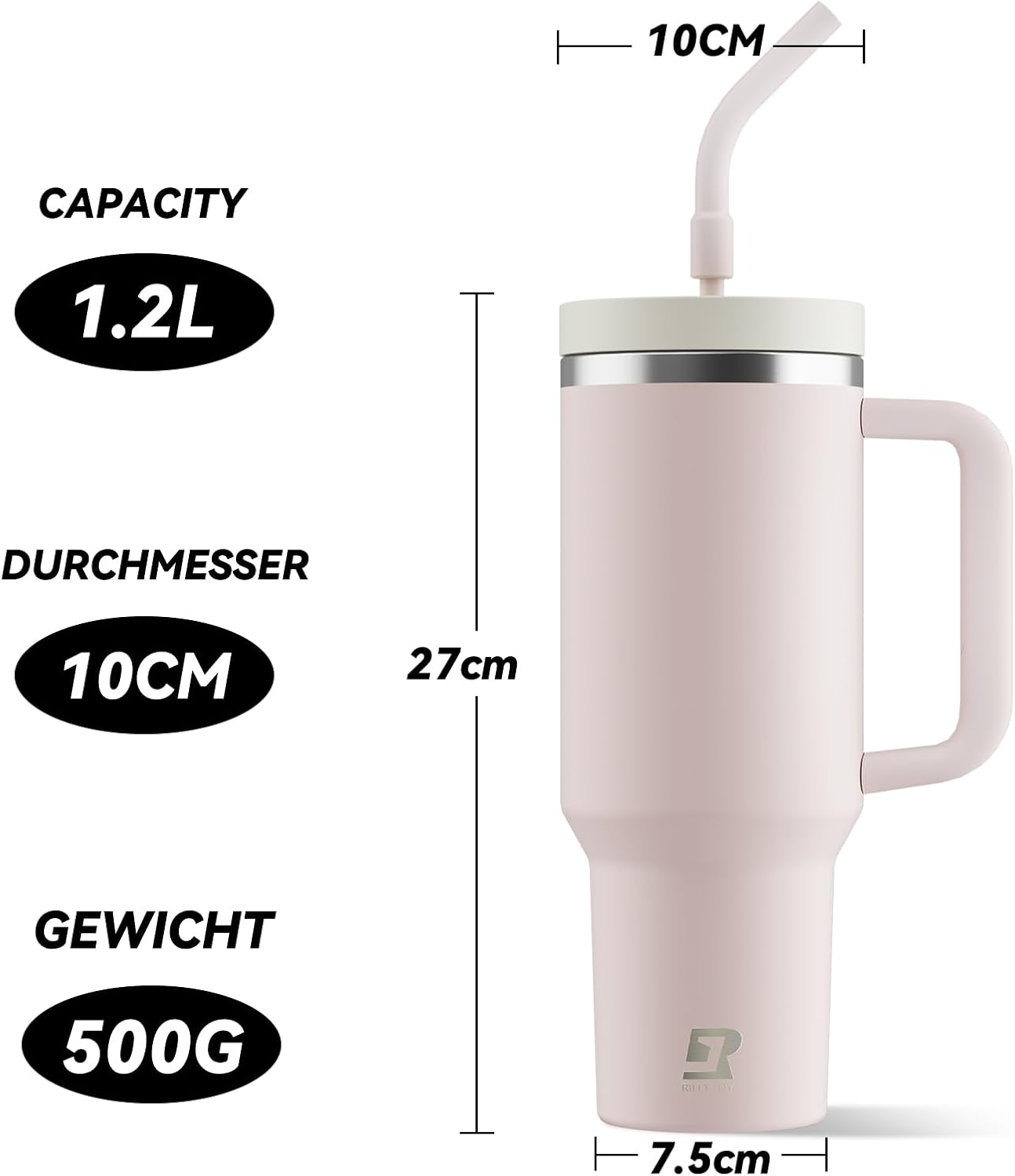 Detalle 2 de Riley Joy 40oz Insulated Tumbler with Straw and Lid – UK Practical Review