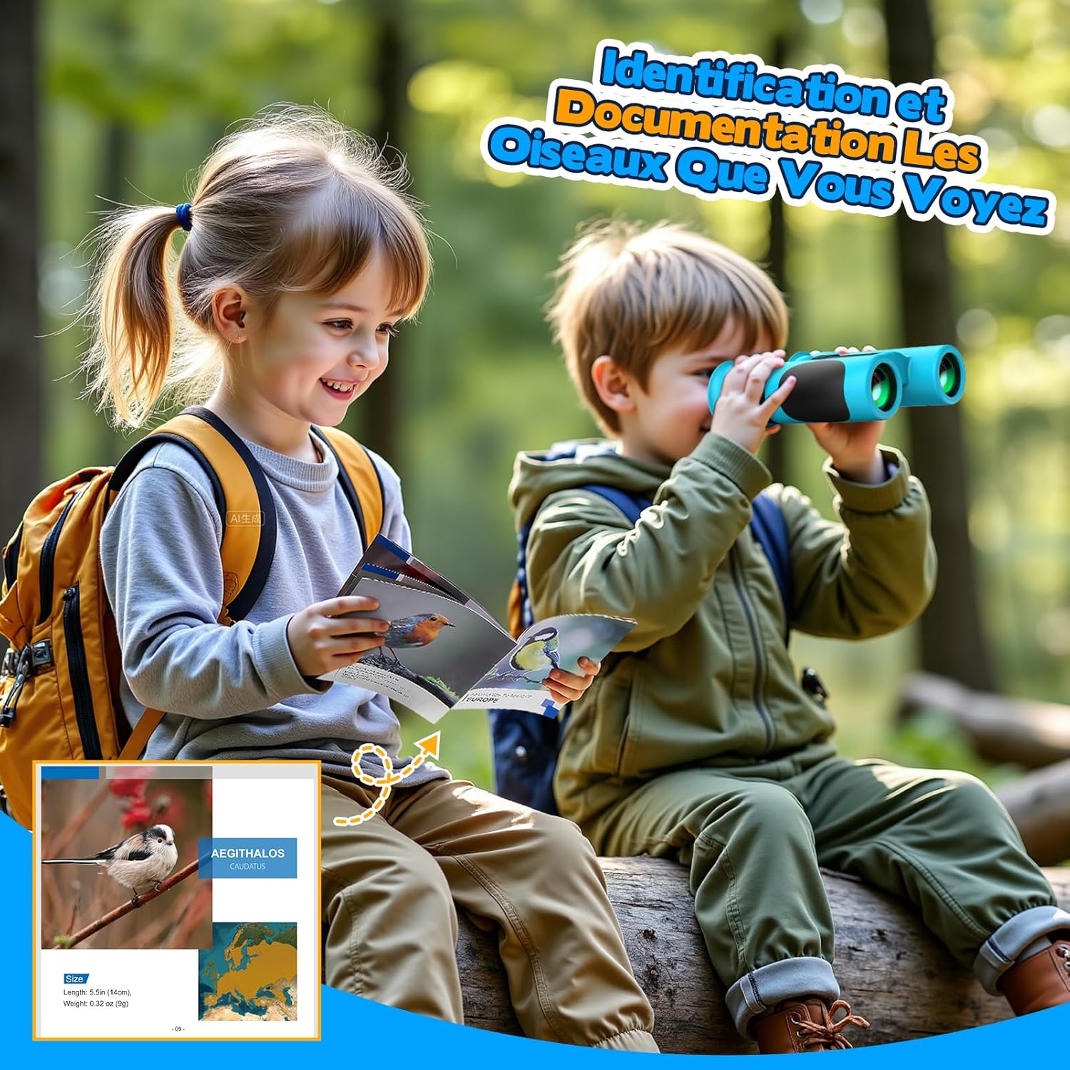 Thumbnail 5 de Anginne Jumelles enfants 8x21 avec guide d’oiseaux – Jumelles jouet 3 à 12 ans