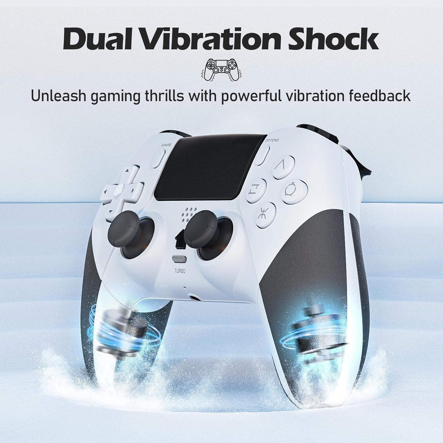 Thumbnail 3 de CHEREEKI Wireless PS4 Controller compatible with PS4 Pro / Slim / and PS-4 – with vibration, turbo and 3.5mm audio jack (White)