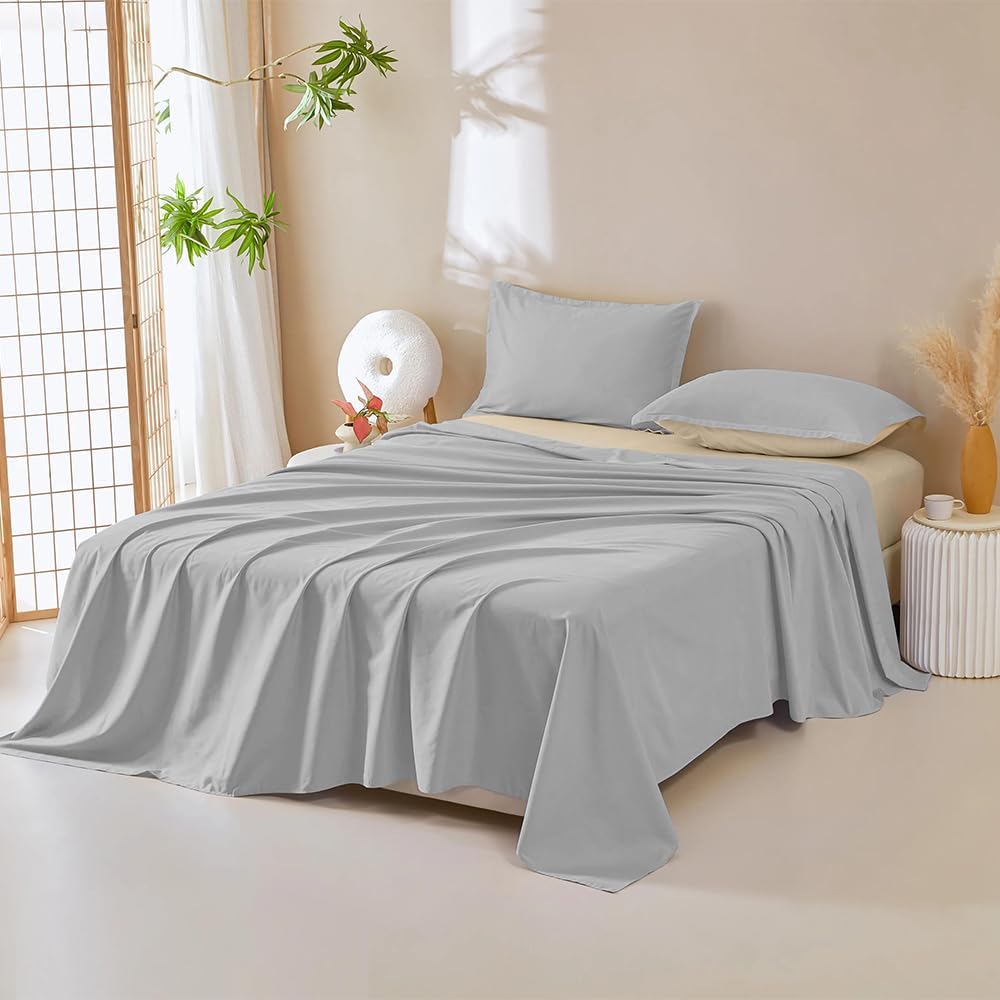 Thumbnail 5 de DUJUIKE Waterproof Bed Sheet Cover (Pet Hair Resistant) – Grey, Queen 200 x 230 cm