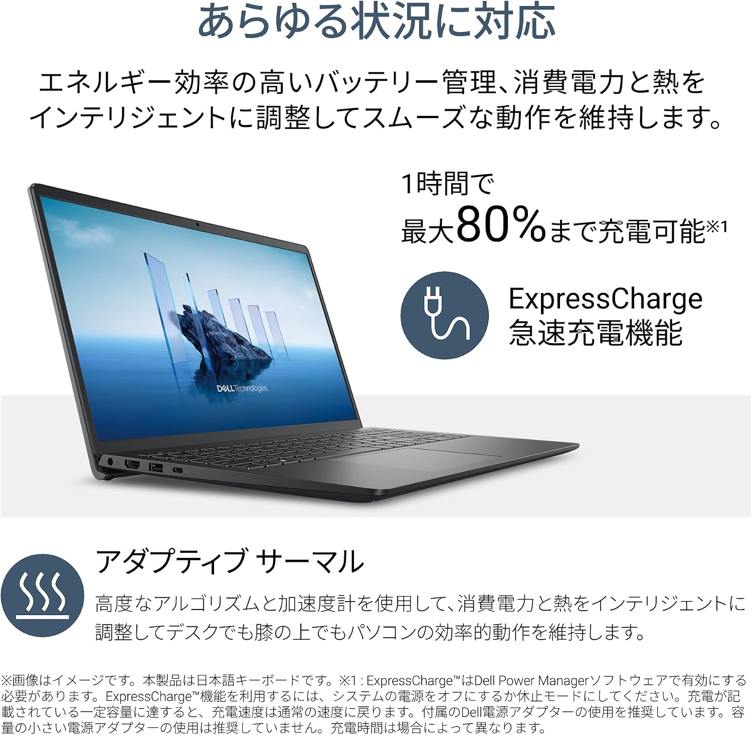 Thumbnail 5 de Dell 15 DC15250 ND55-GWBA 15.6インチノートPC、Core i5・16GB・512GB SSD、カーボンブラック