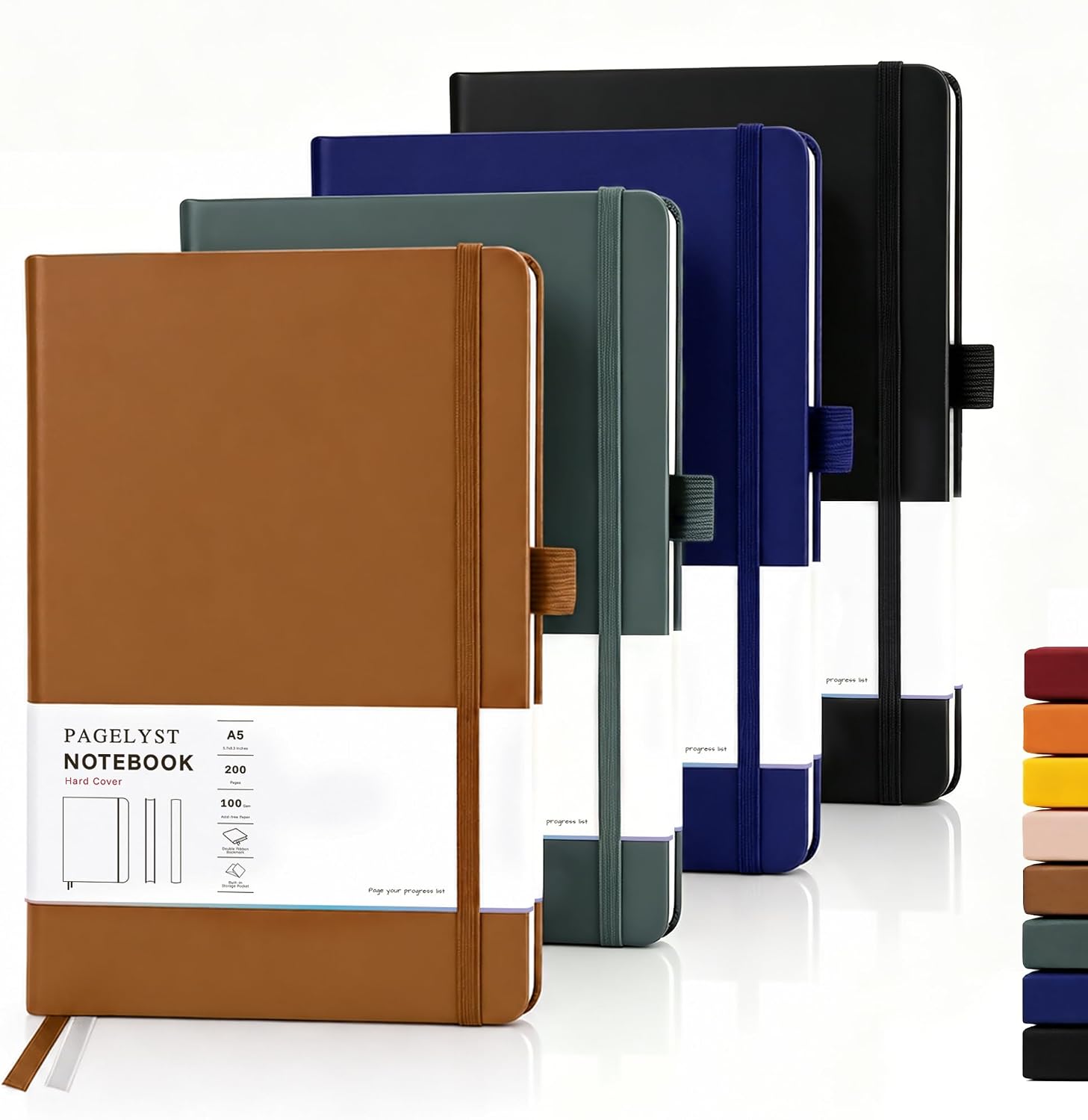 Detalle de PAGELYST Dotted Journal Notebook, A5 4-Pack, 200 Pages, 100 GSM Paper