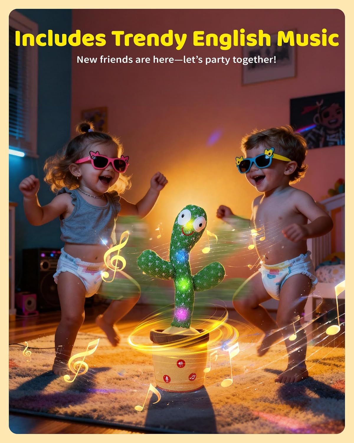 Detalle de Dancing Talking Cactus Baby Toy: 120 English Songs, Voice Recording, and Interactive Dance for Toddlers