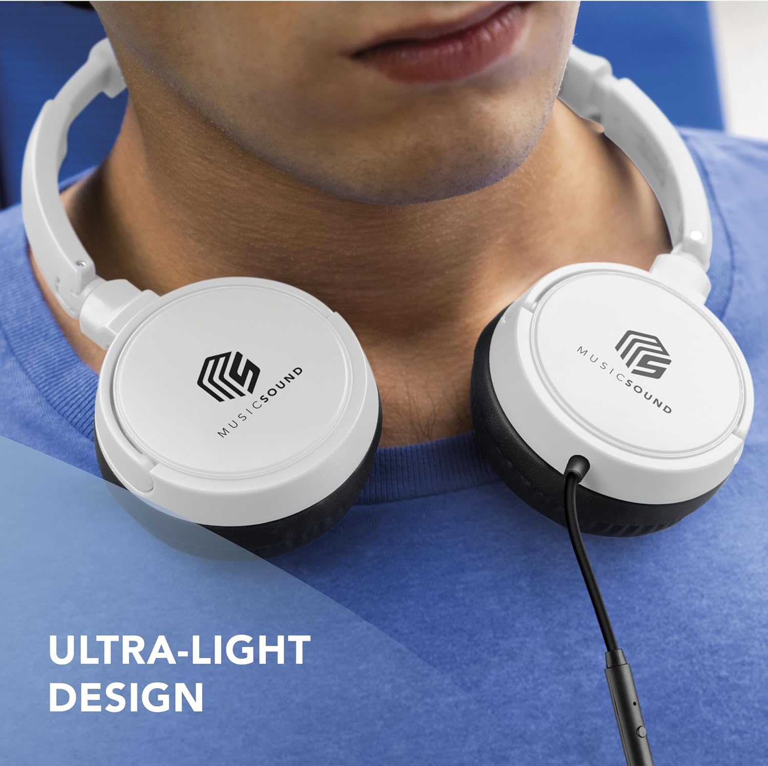 Thumbnail 5 de Music Sound Basic Bügelkopfhörer mit Kabel (Over Ear), faltbar & Mikrofon, 3,5-mm-Klinke – Weiß