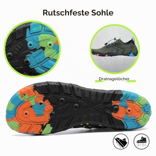 Detalle de SAGUARO Badeschuhe Aquaschuhe Strandschuhe Surfschuhe Neu-Grün, 44 EU