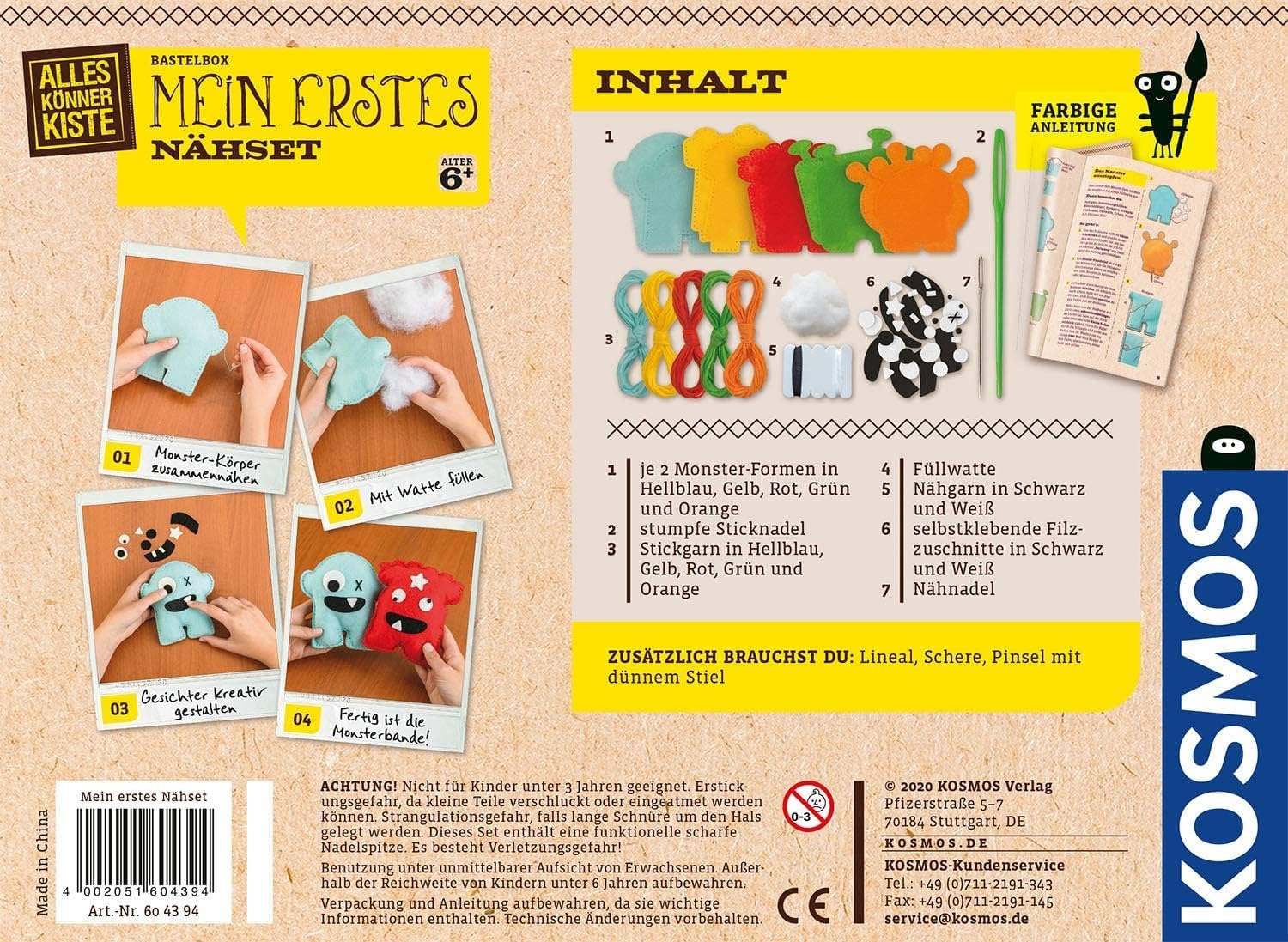 Detalle 2 de Kosmos 604394 AllesKönnerKiste Nähset für Kinder 🎨