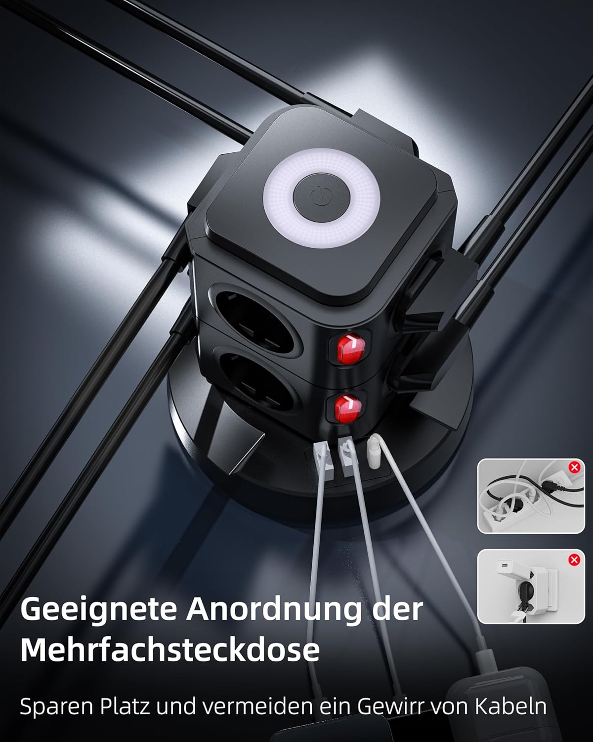Thumbnail 5 de 8 Fach Mehrfachsteckdose Flachstecker USB