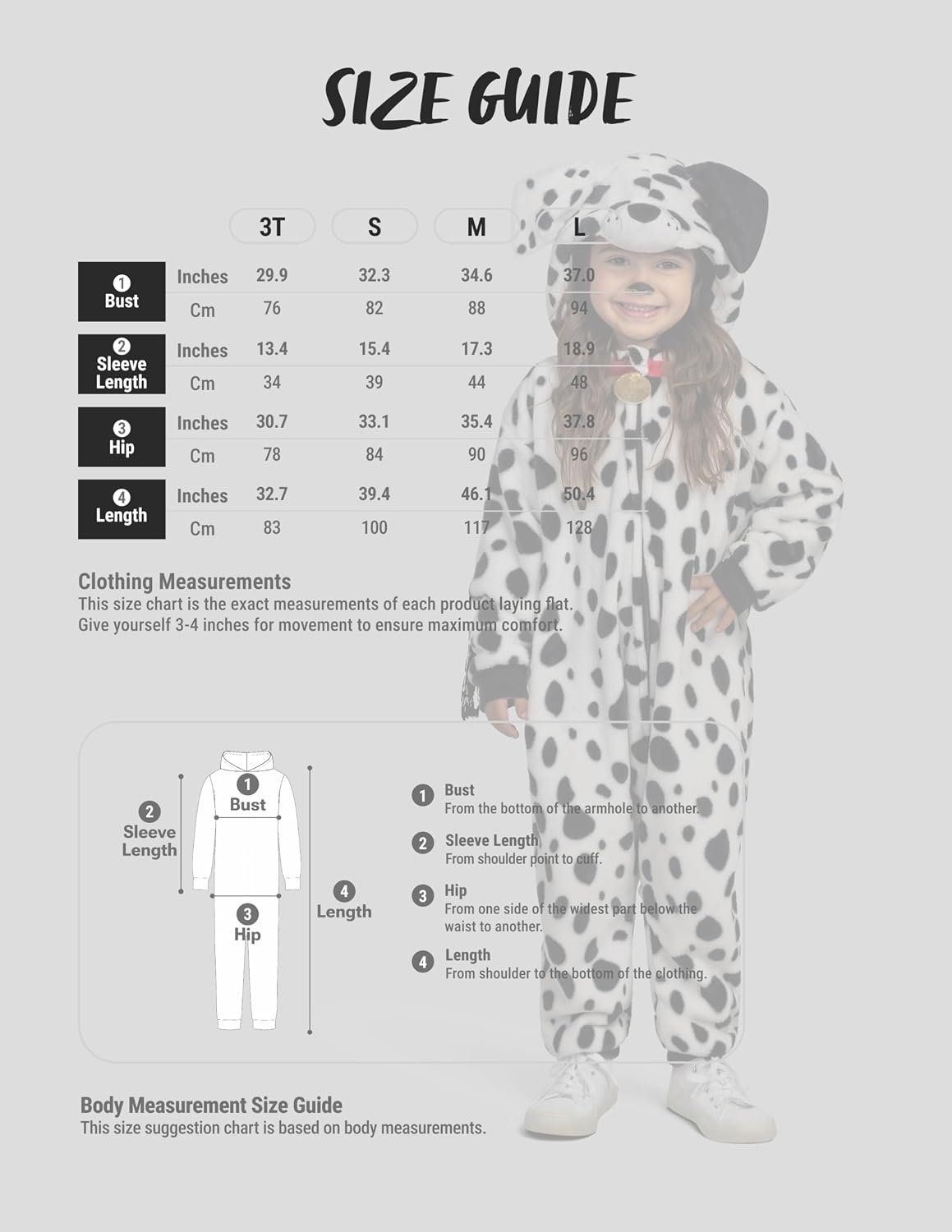 Thumbnail 4 de Spooktacular Creations Kids' Dalmatian Costume Jumpsuit, Hooded Polyester Flannel