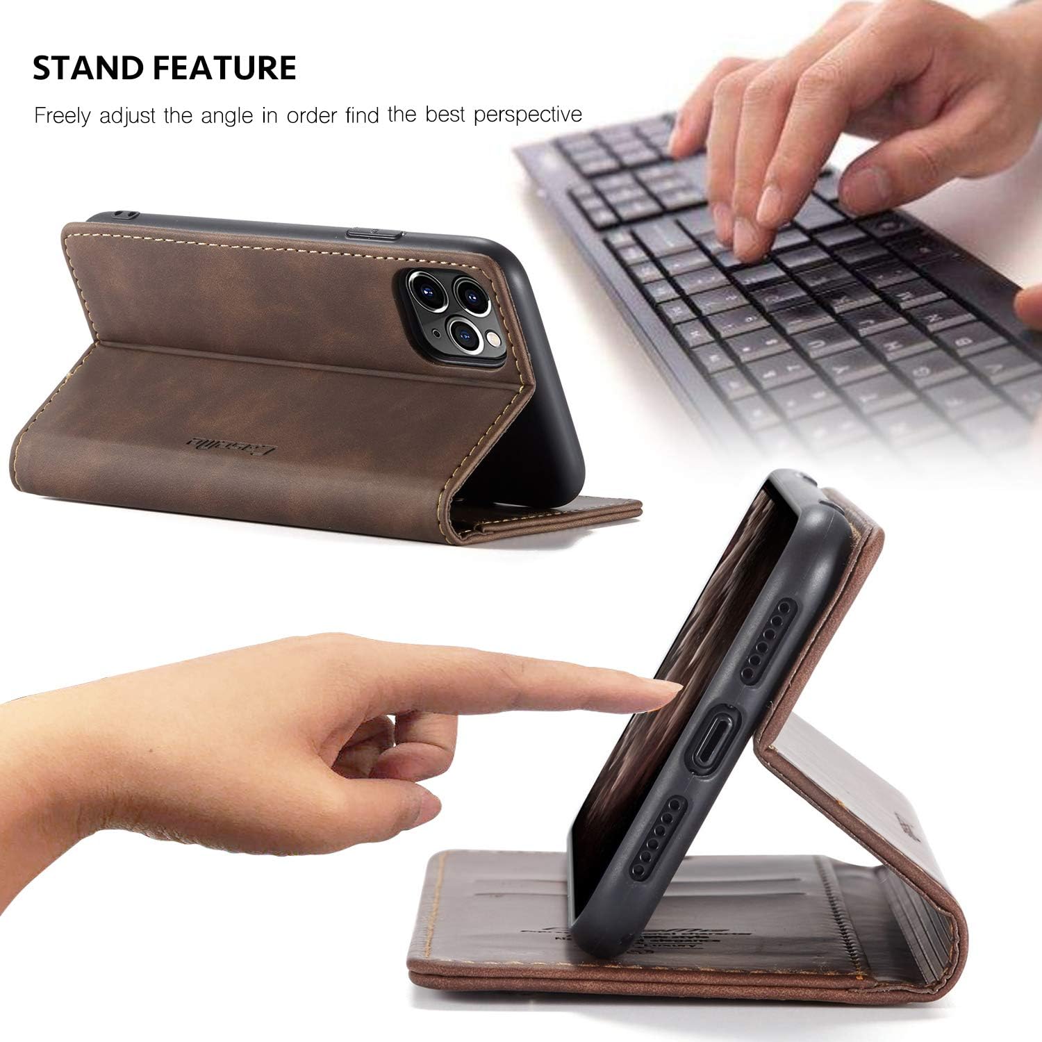 Thumbnail 2 de owlhold Klapphülle für iPhone 11 Pro – Premium Lederhülle Kaffee mit Kartenfach und Standfunktion