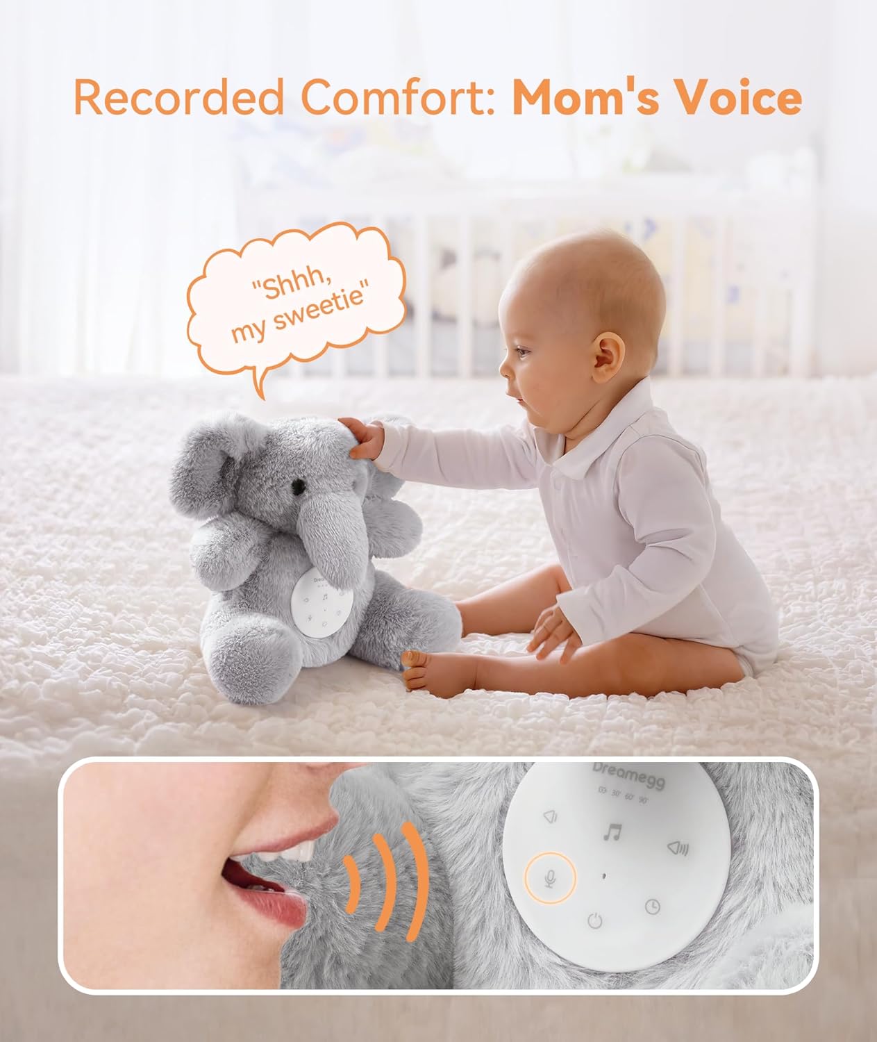 Detalle 2 de Dreamegg Snuggle Elephant white noise machine
