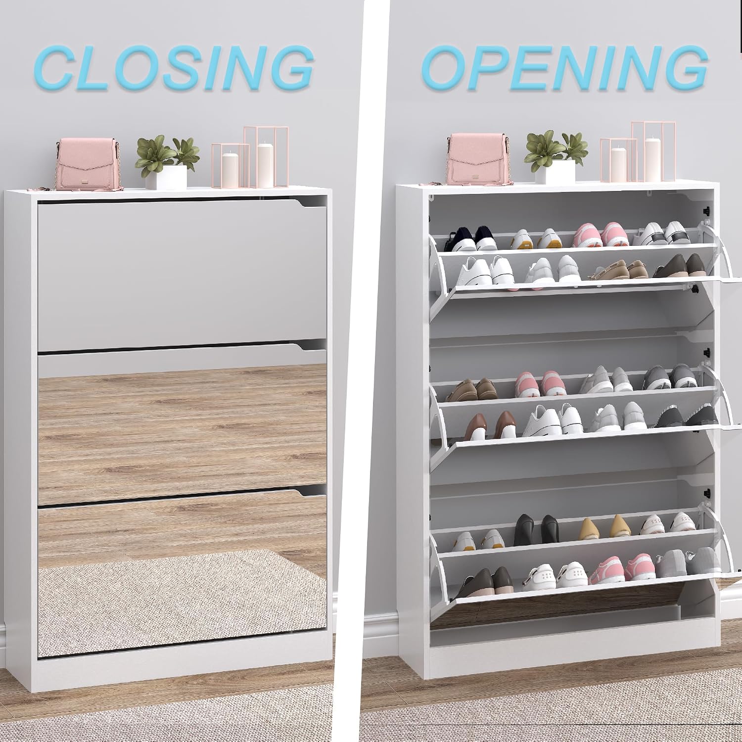 Detalle de BORNOON Shoe Cabinet for 18–24 Pairs