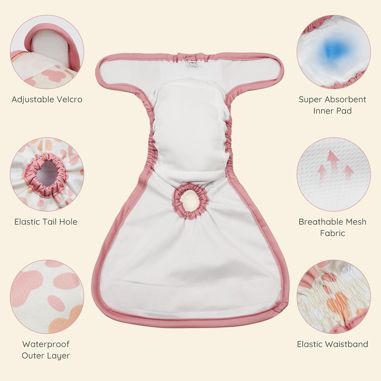 Detalle de BELLA & PAL XL Dog Nappies Female: Reusable Period Pants for Large Dogs (3-Pack)