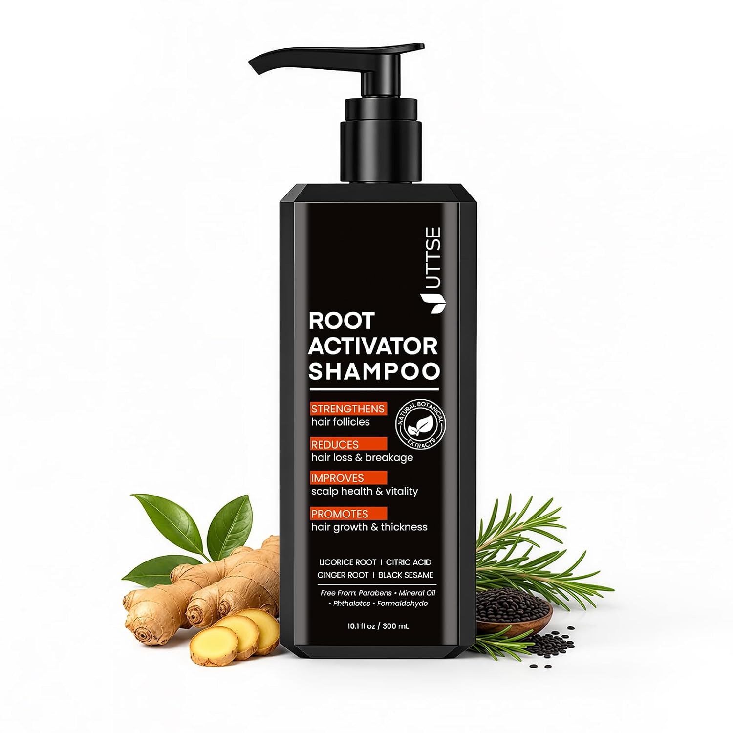 Detalle de Uttse Root Activator Shampoo for Men, Sulfate-Free Scalp Care, 10.1 fl oz
