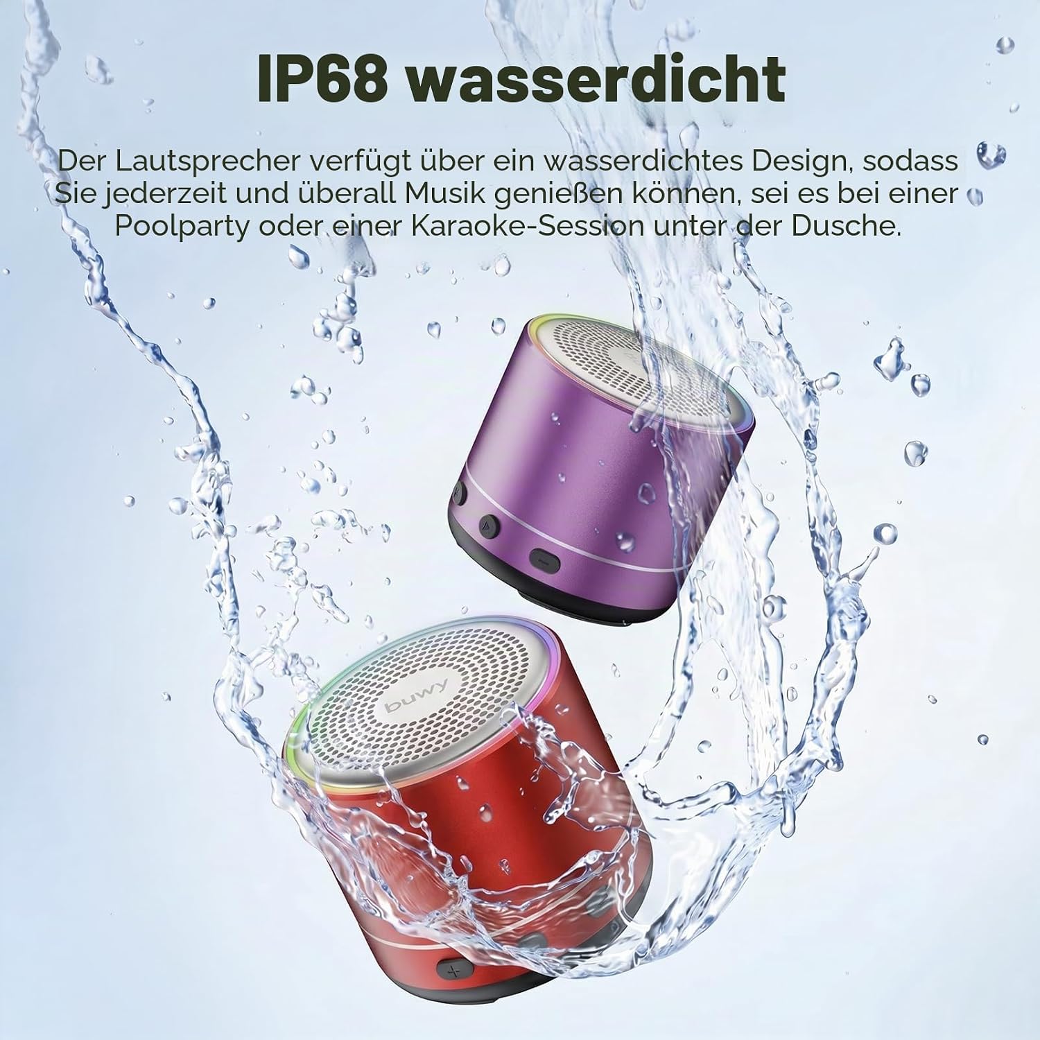 Detalle de buwy Mini Bluetooth Lautsprecher – kompakter Allrounder mit IPX7 und True Wireless Stereo