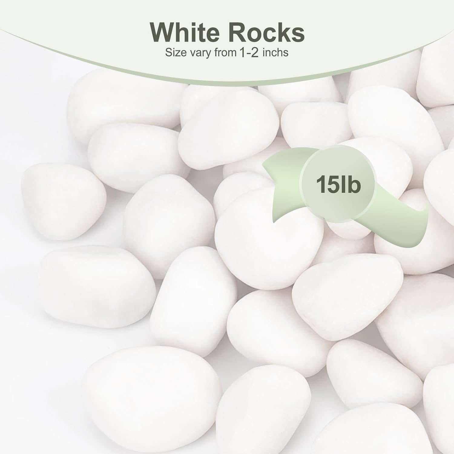 Detalle 2 de Pulovin White River Rocks, 15 lb, 1–2 Inch Polished Landscaping Stones