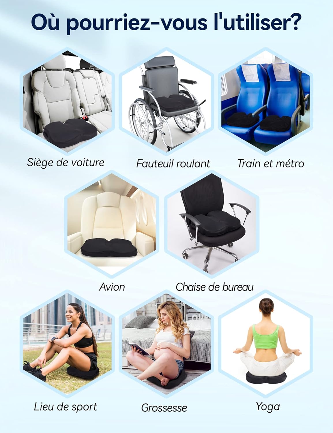Thumbnail 5 de Travel Ease Coussin de Siège Ergonomique 44x38x7 cm