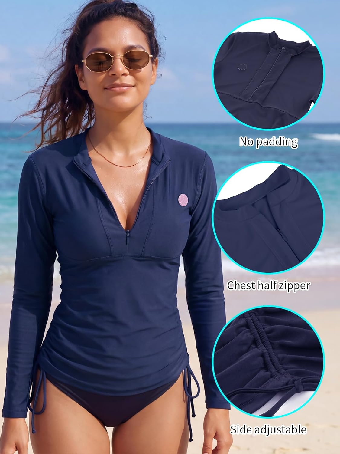 Thumbnail 4 de RELLECIGA Women's Long-Sleeve Rashguard Top, UPF 50+ with Half-Zip