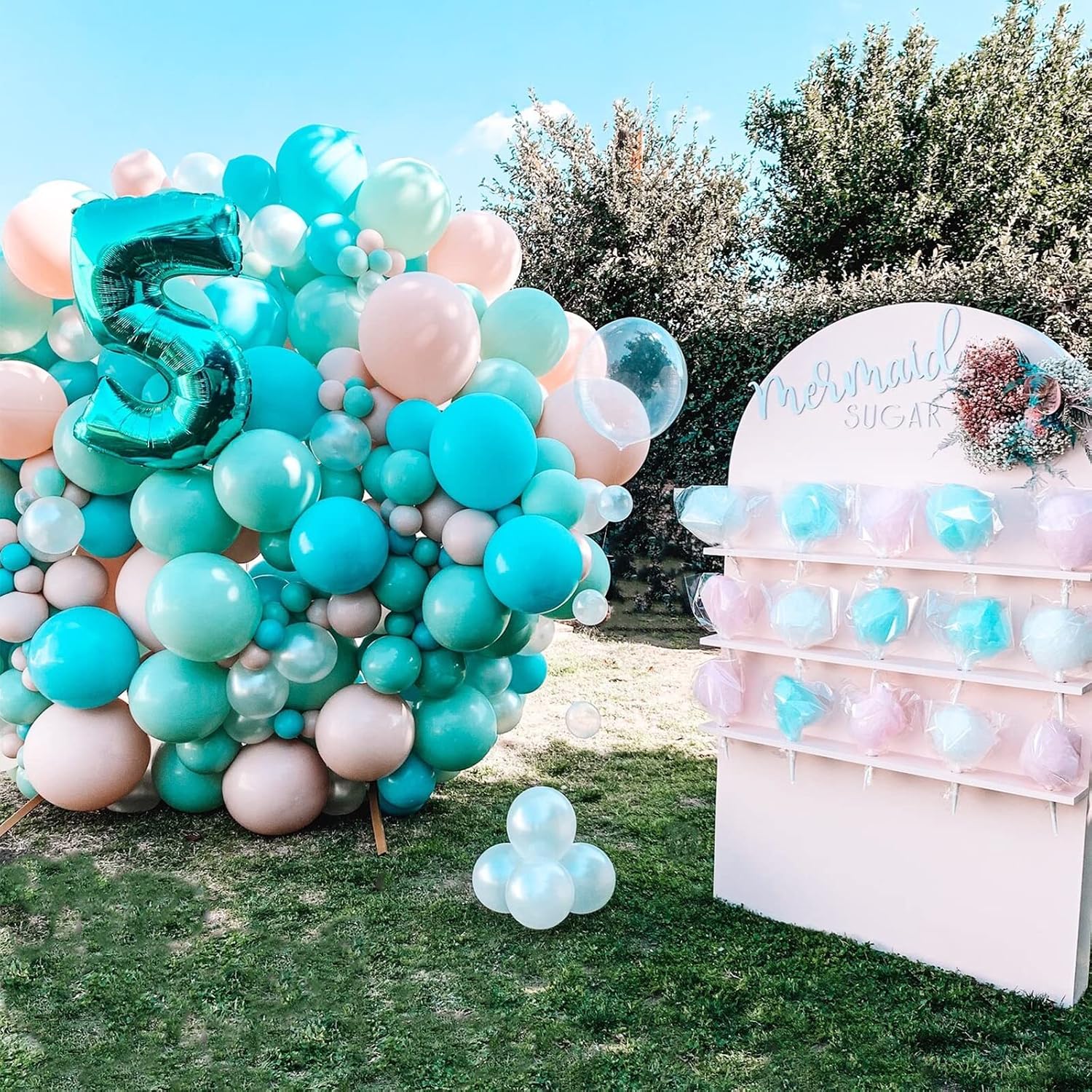 Detalle 1 de Voircoloria Teal Balloon Garland Kit 130-piece