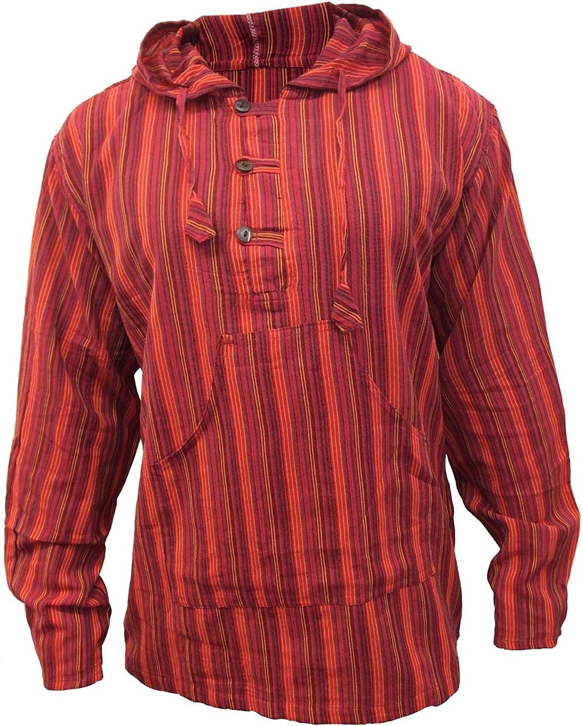Detalle 2 de Shopoholic Fashion Mehrfarbig dharke Streifen Opa Kapuzenpulli Hemd – Leichter Kapuzenpullover, lockerer Look